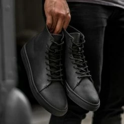 Thursday Boots - Men's Sneakers Premier High Top | Black Vachetta