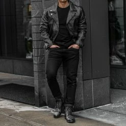 Thursday - Men's Jackets Motorcycle Jacket | Distressed Black