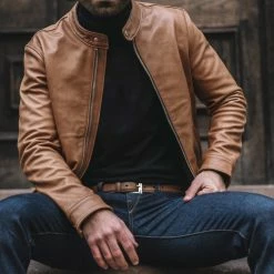 Thursday - Men's Jackets Racer Jacket | Natural