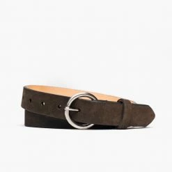Thursday Boots - Accessories Belts Women's Circle Leather Belt | Dark Olive Suede