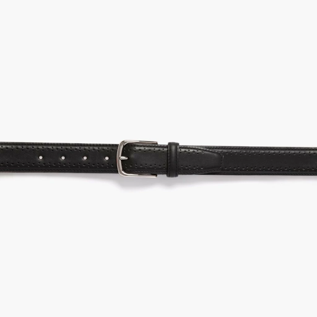 Thursday Boots - Accessories Men's Brogue Leather Belt | Black 4 Thursday Boots - Accessories Men's Brogue Leather Belt | Black