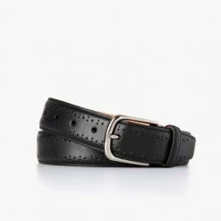Thursday Boots - Accessories Men's Brogue Leather Belt | Black