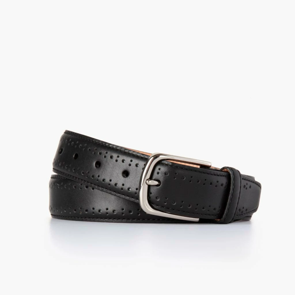 Thursday Boots - Accessories Men's Brogue Leather Belt | Black 3 Thursday Boots - Accessories Men's Brogue Leather Belt | Black